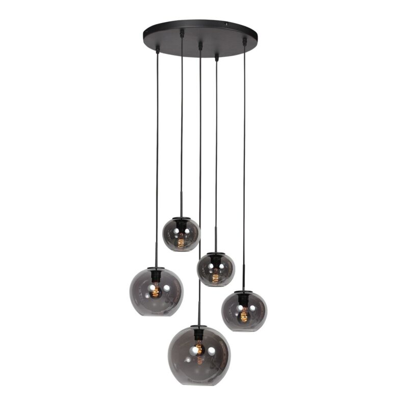 HaloSwap 4281ZW – Lámpara colgante negra con cristal ahumado y un diseño divertido - Imagen 7