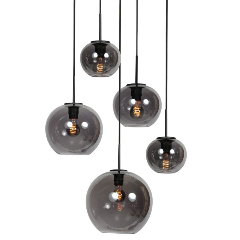 HaloSwap 4281ZW – Lámpara colgante negra con cristal ahumado y un diseño divertido - Imagen 3