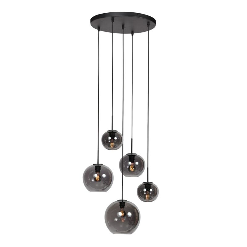 HaloSwap 4281ZW – Zwarte hanglamp met smoke glas in speels design - Afbeelding 2