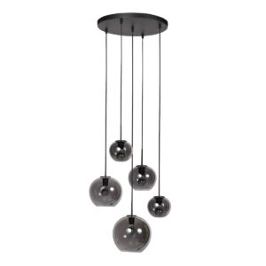 HaloSwap 4281ZW – Zwarte hanglamp met smoke glas in speels design