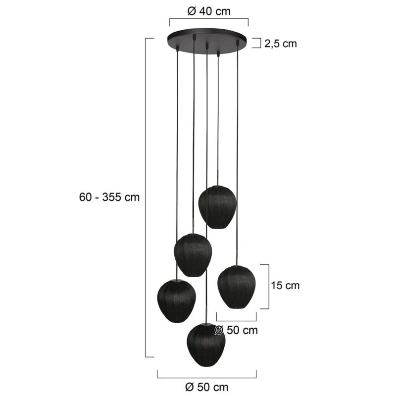 HaloSwap 4282ZW – Zwarte design hanglamp met karakter en sfeer - Afbeelding 6