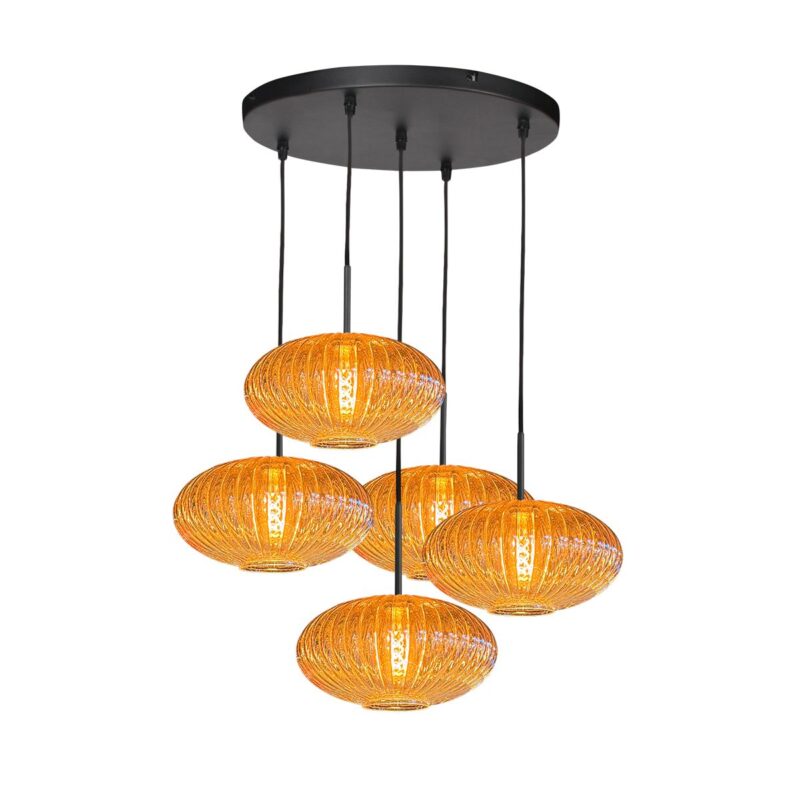 HaloSwap 4283ZW – Black pendant lamp with warm amber colored glasses - Image 11