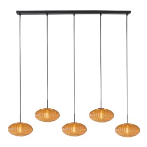 HaloSwap 4286ZW – Zwarte langwerpige hanglamp met warme amberkleurige glazen