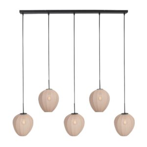 HaloSwap 4288ZW – Black elongated pendant lamp with warm cream-colored shades