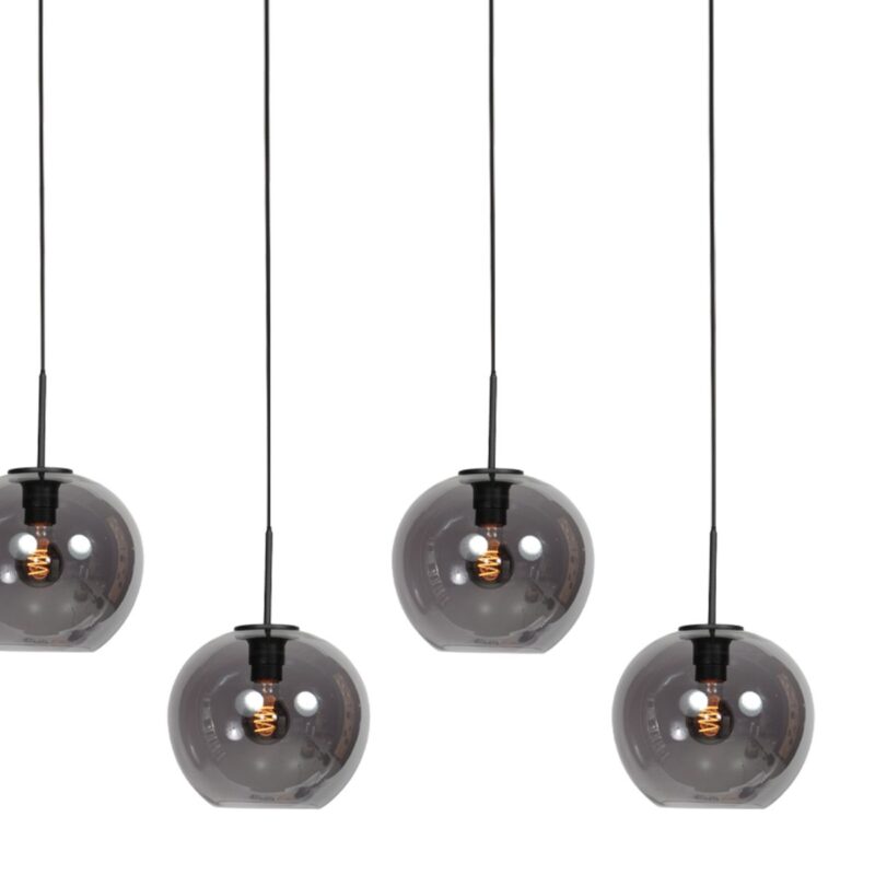 HaloSwap 4288ZW – Zwarte langwerpige hanglamp met stijlvolle smoke glazen - Afbeelding 8