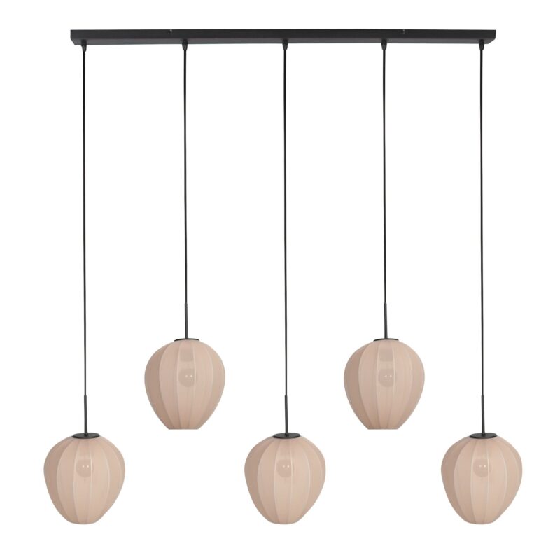 HaloSwap 4288ZW – Zwarte langwerpige hanglamp met warme crèmekleurige kappen - Afbeelding 2
