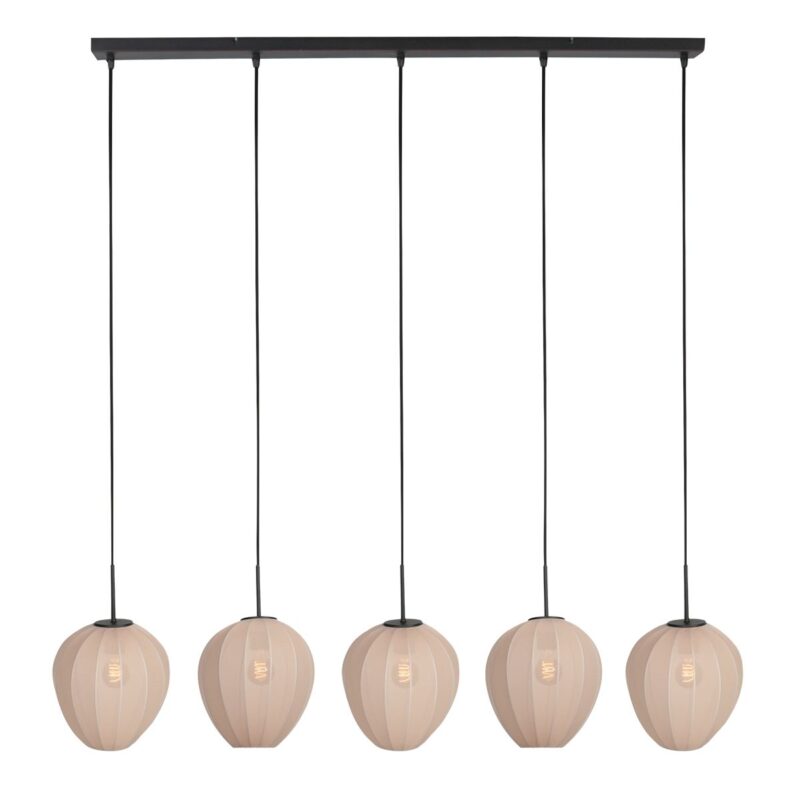 HaloSwap 4288ZW – Zwarte langwerpige hanglamp met warme crèmekleurige kappen - Afbeelding 7