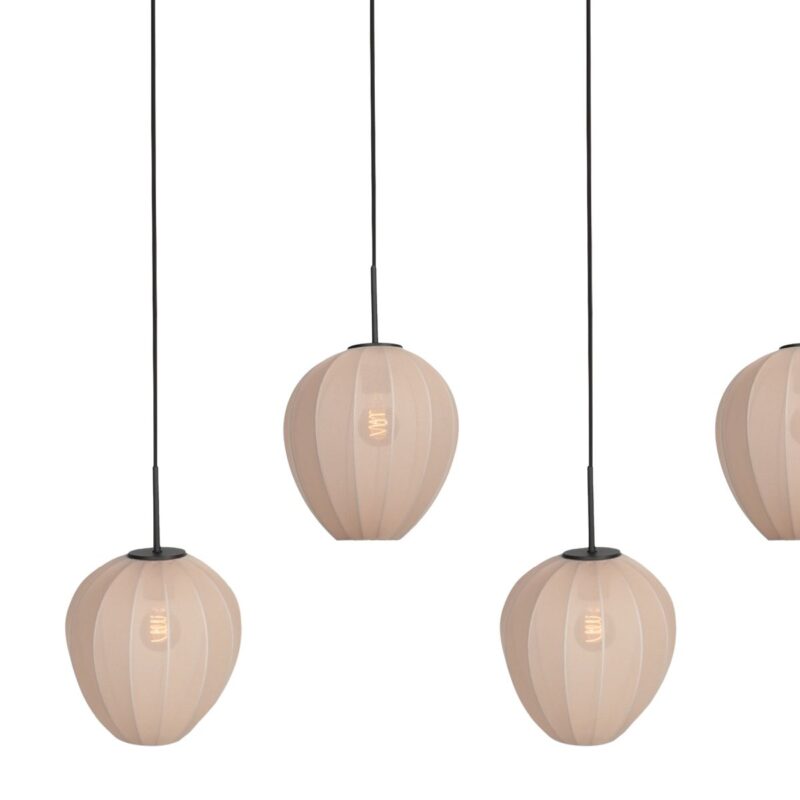 HaloSwap 4288ZW – Zwarte langwerpige hanglamp met warme crèmekleurige kappen - Afbeelding 9