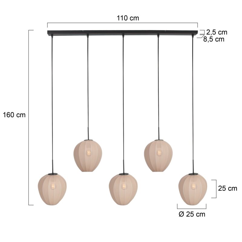 HaloSwap 4288ZW – Zwarte langwerpige hanglamp met warme crèmekleurige kappen - Afbeelding 6