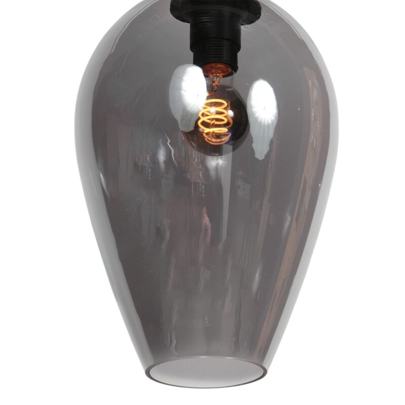 HaloSwap 4289ZW – Zwarte hanglamp met druppelvormig smoke glas van Ø22,5 cm - Afbeelding 10