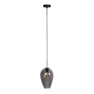 HaloSwap 4289ZW – Zwarte hanglamp met druppelvormig smoke glas van Ø22