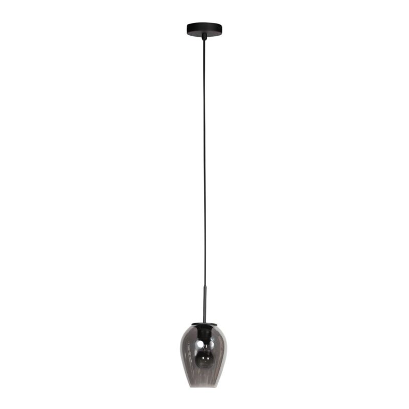 HaloSwap 4290ZW – Zwarte hanglamp met druppelvormig smoke glas van Ø15 cm - Afbeelding 2