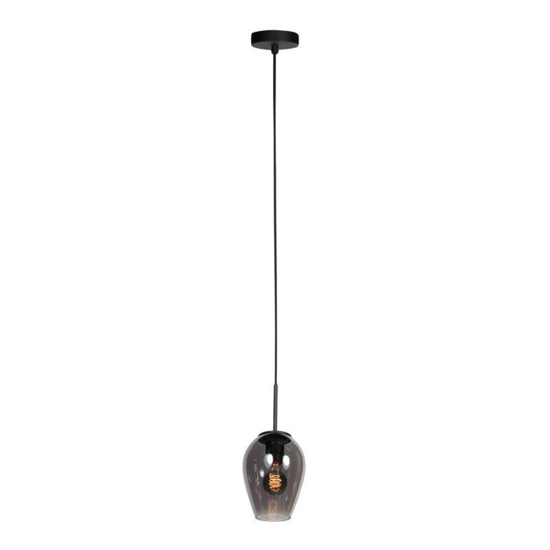 HaloSwap 4290ZW – Zwarte hanglamp met druppelvormig smoke glas van Ø15 cm - Afbeelding 7