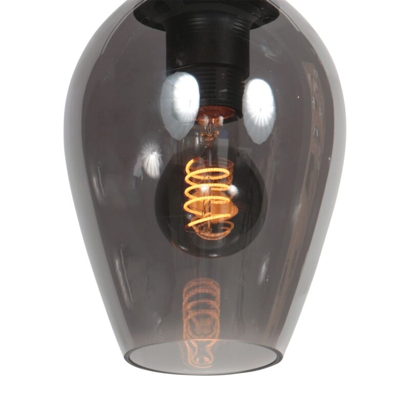 HaloSwap 4290ZW – Zwarte hanglamp met druppelvormig smoke glas van Ø15 cm - Afbeelding 4