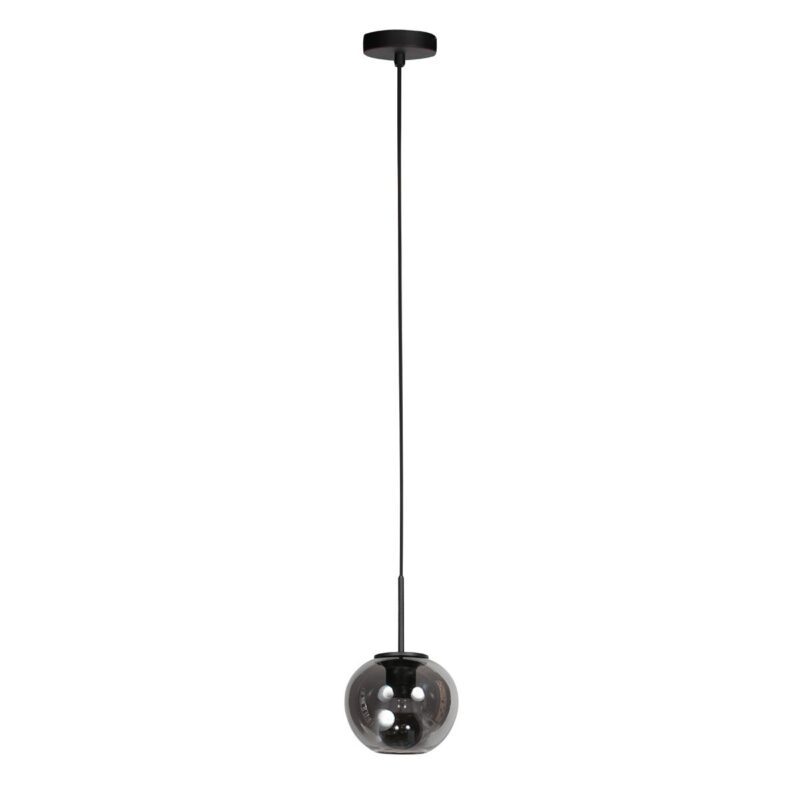 HaloSwap 4291ZW – Zwarte hanglamp met stijlvol smoke-kleurig glas - Afbeelding 2