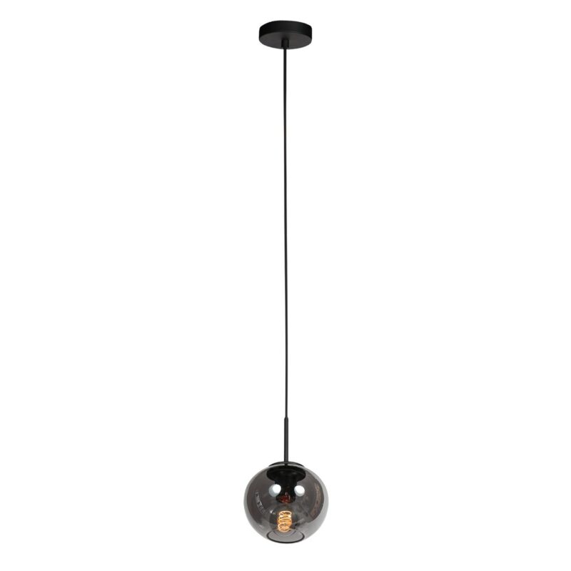 HaloSwap 4291ZW – Zwarte hanglamp met stijlvol smoke-kleurig glas - Afbeelding 7