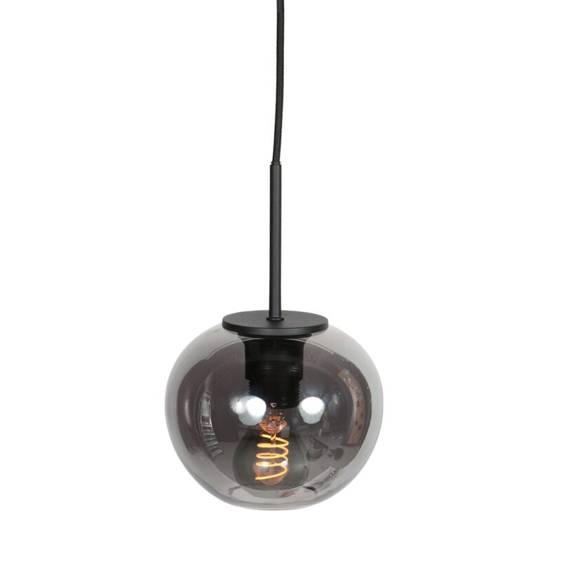 HaloSwap 4291ZW – Zwarte hanglamp met stijlvol smoke-kleurig glas - Afbeelding 8
