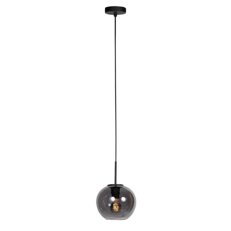HaloSwap 4291ZW – Zwarte hanglamp met stijlvol smoke-kleurig glas