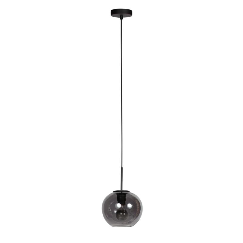 HaloSwap 4292ZW – Black pendant lamp with spherical smoke glass of Ø20 cm - Image 2
