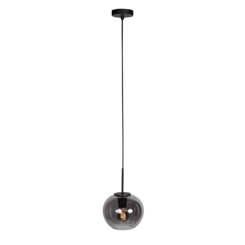 HaloSwap 4292ZW – Black pendant lamp with spherical smoke glass of Ø20 cm - Image 7