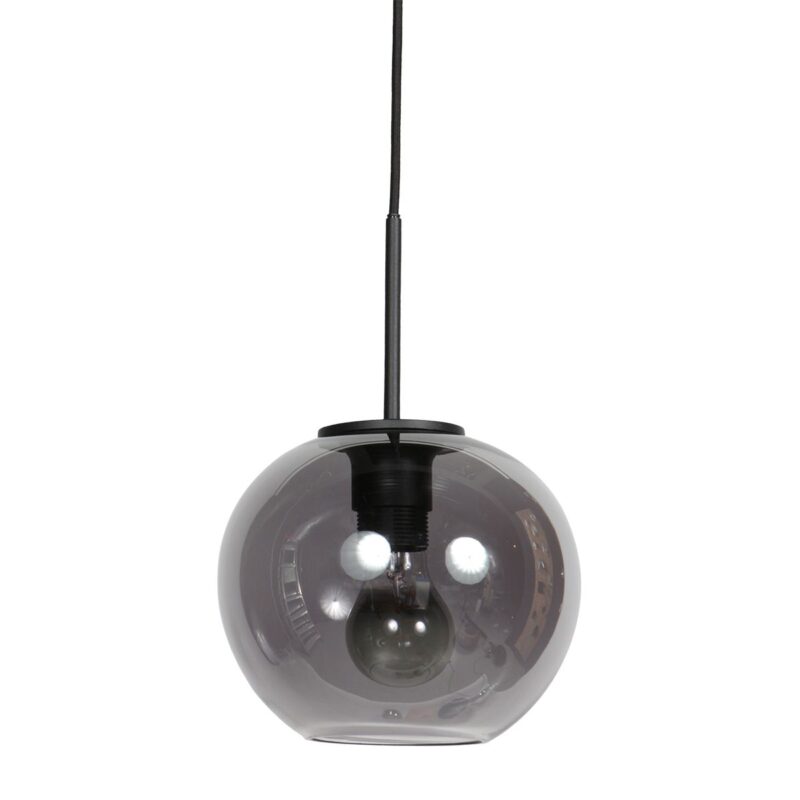 HaloSwap 4292ZW – Black pendant lamp with spherical smoke glass of Ø20 cm - Image 8