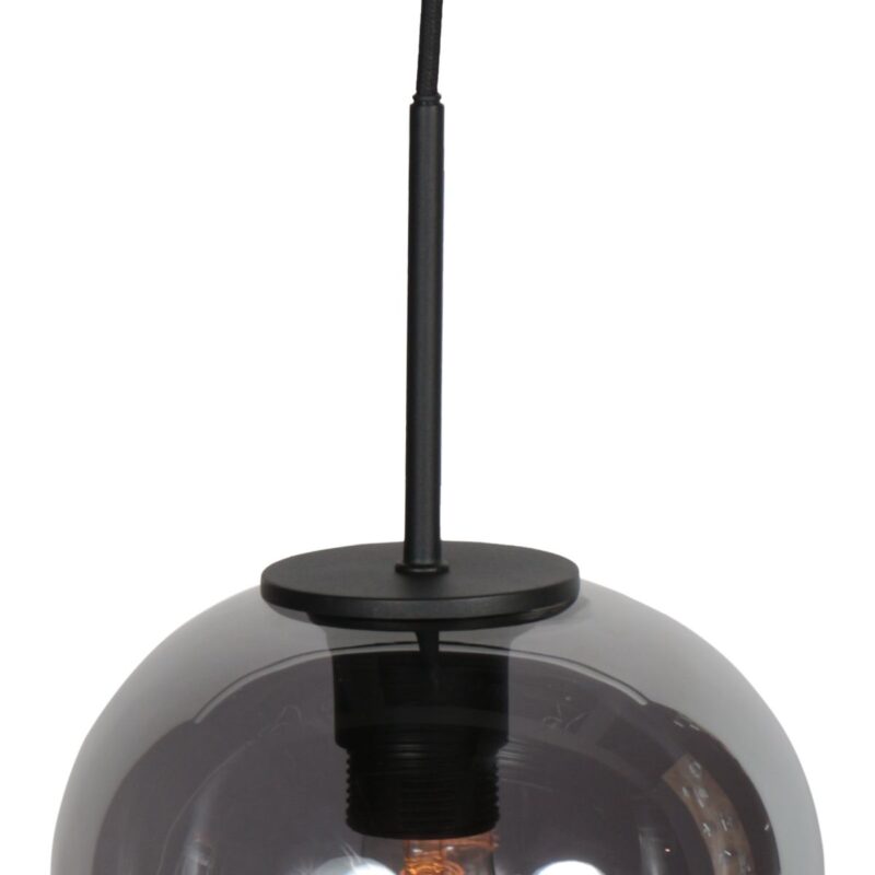 HaloSwap 4292ZW – Black pendant lamp with spherical smoke glass of Ø20 cm - Image 9