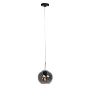 HaloSwap 4292ZW – Zwarte hanglamp met bolvormig smoke glas van Ø20 cm