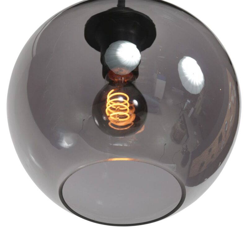 HaloSwap 4293ZW – Zwarte hanglamp met bolvormig smoke glas van Ø25 cm - Afbeelding 3