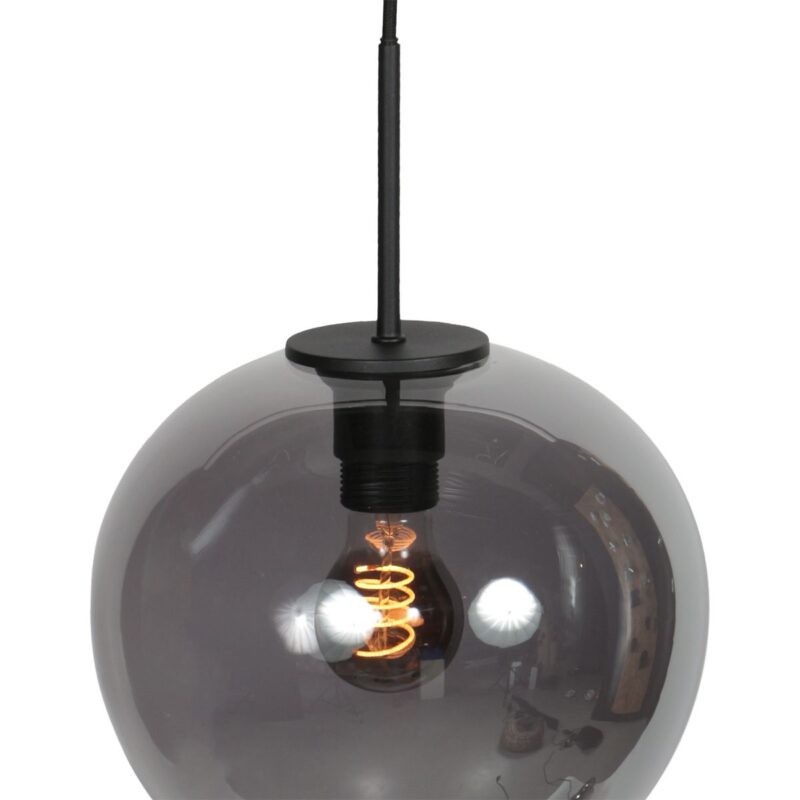 HaloSwap 4293ZW – Zwarte hanglamp met bolvormig smoke glas van Ø25 cm - Afbeelding 4