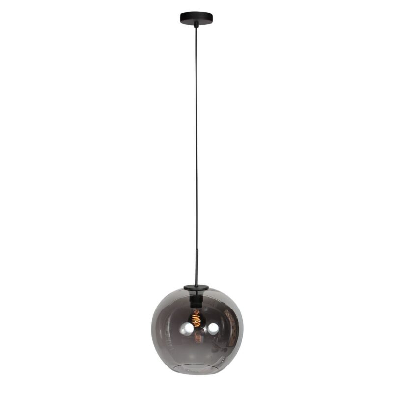 HaloSwap 4294ZW – Zwarte hanglamp met bolvormig smoke glas van Ø30 cm - Afbeelding 2