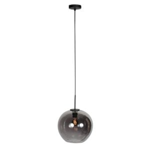 HaloSwap 4294ZW – Zwarte hanglamp met bolvormig smoke glas van Ø30 cm