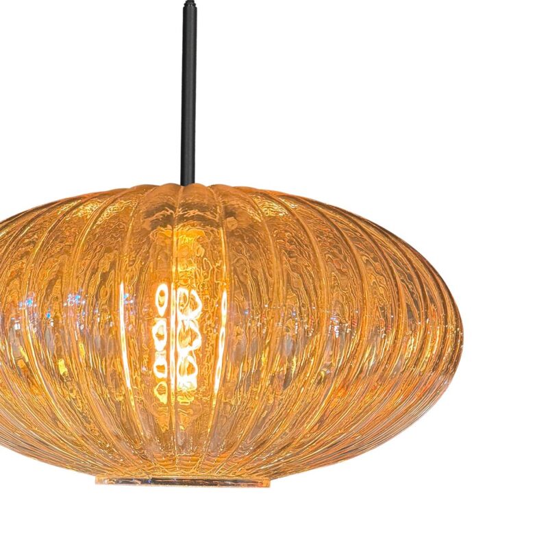 HaloSwap 4295ZW – Suspension noire avec verre strié ambré chaud - Image 3
