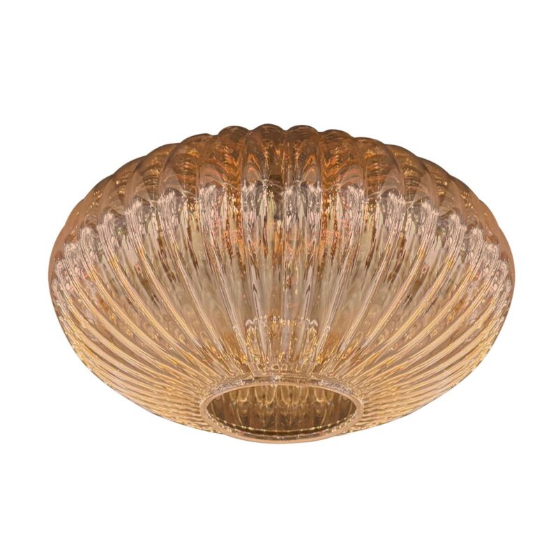 HaloSwap 4295ZW – Zwarte hanglamp met warm amberkleurig geribbeld glas - Afbeelding 5