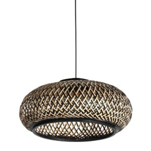 HaloSwap 4296ZW – Lámpara colgante negra con pantalla de bambú (Ø 50 cm)