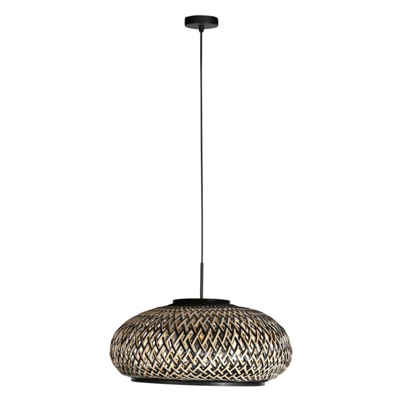 HaloSwap 4296ZW – Zwarte hanglamp met bamboe kap (Ø 50 cm) - Afbeelding 2