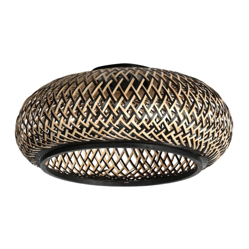HaloSwap 4296ZW – Zwarte hanglamp met bamboe kap (Ø 50 cm) - Afbeelding 5