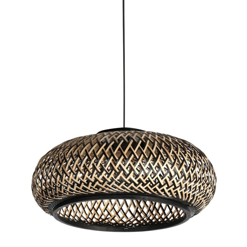HaloSwap 4296ZW – Zwarte hanglamp met bamboe kap (Ø 50 cm)