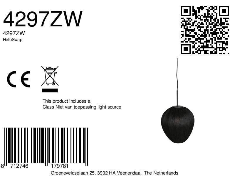 HaloSwap 4297ZW – Suspension noire avec abat-jour en lin translucide (Ø 25 cm) - Image 7