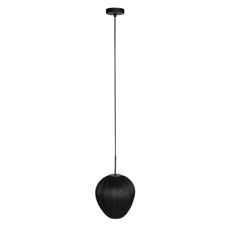 HaloSwap 4297ZW – Zwarte hanglamp met lichtdoorlatende linnen kap (Ø 25 cm) - Afbeelding 8