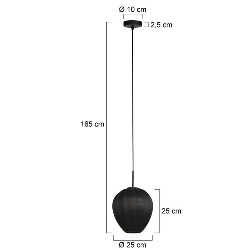 HaloSwap 4297ZW – Zwarte hanglamp met lichtdoorlatende linnen kap (Ø 25 cm) - Afbeelding 6
