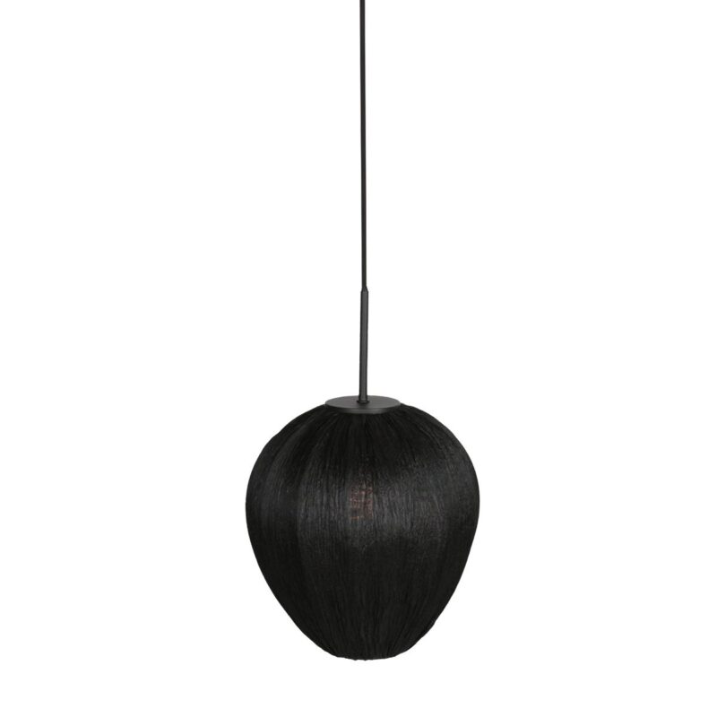 HaloSwap 4297ZW – Zwarte hanglamp met lichtdoorlatende linnen kap (Ø 25 cm)