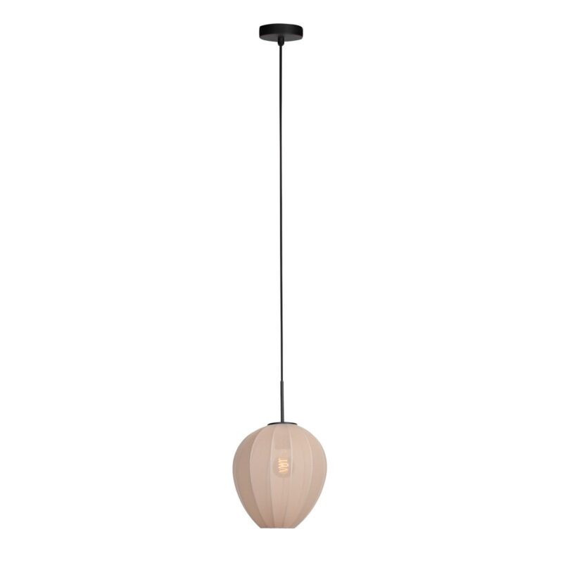 HaloSwap 4298ZW – Zwarte hanglamp met lichtdoorlatende linnen kap van Ø25 cm - Afbeelding 2