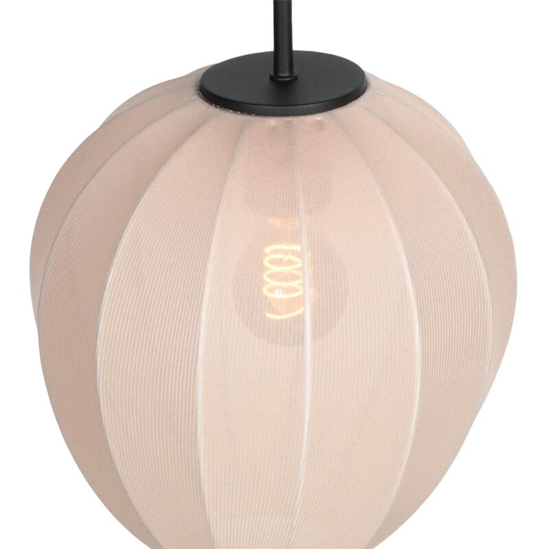 HaloSwap 4298ZW – Zwarte hanglamp met lichtdoorlatende linnen kap van Ø25 cm - Afbeelding 4