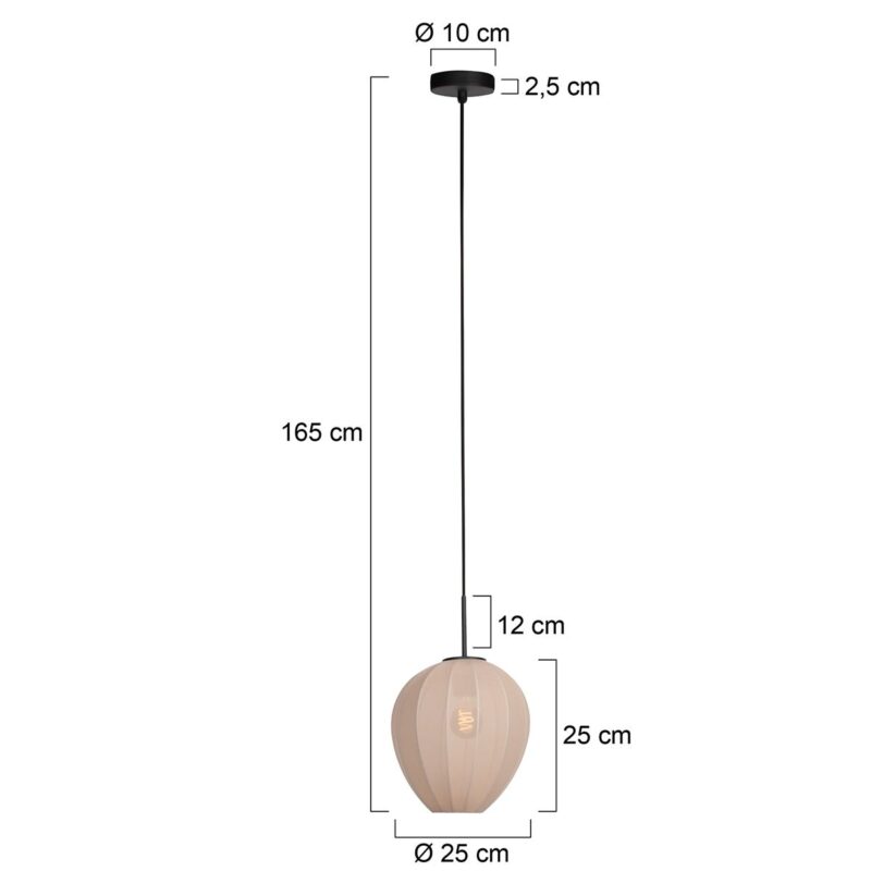 HaloSwap 4298ZW – Zwarte hanglamp met lichtdoorlatende linnen kap van Ø25 cm - Afbeelding 6