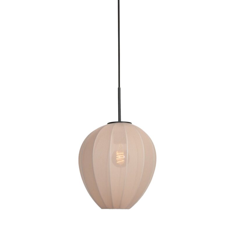 HaloSwap 4298ZW – Zwarte hanglamp met lichtdoorlatende linnen kap van Ø25 cm