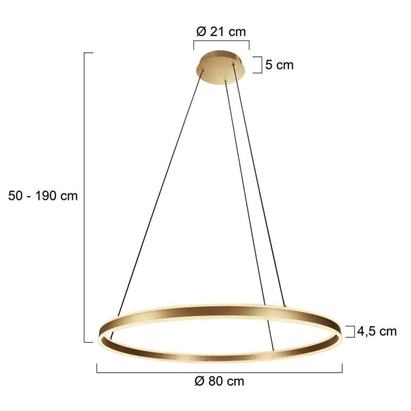 Hanging lamp Ringlux 3675GO Gold round 80cm 5400 Lumen - Afbeelding 8