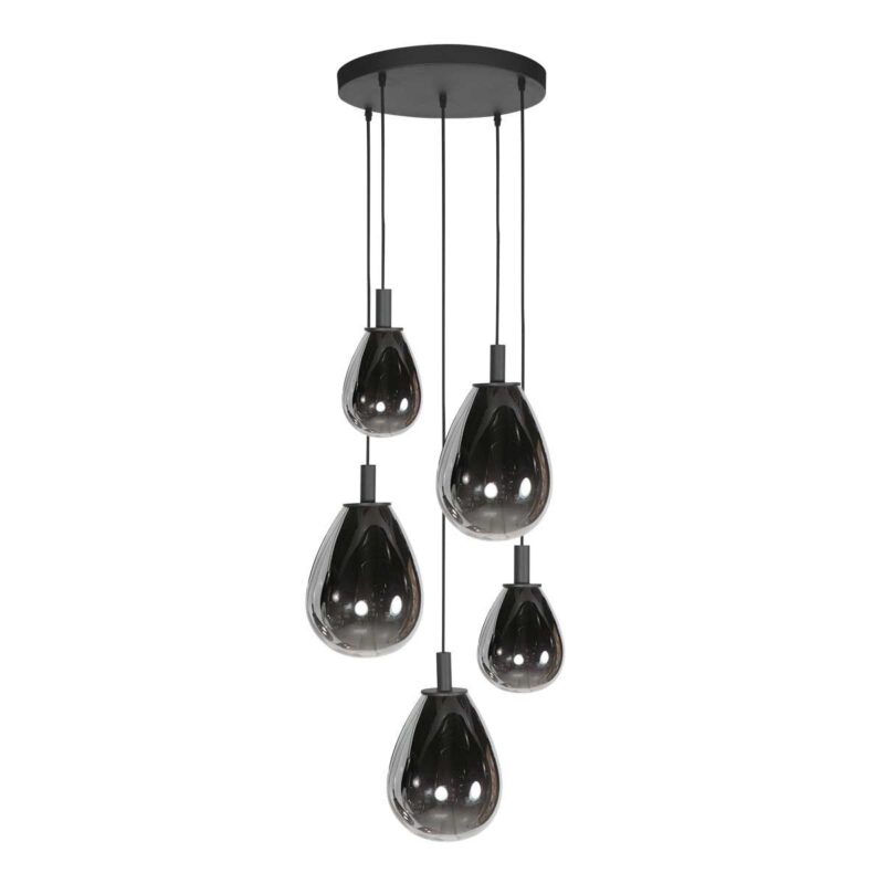 Hangl. 5-L. rond led glass smoke - Afbeelding 2
