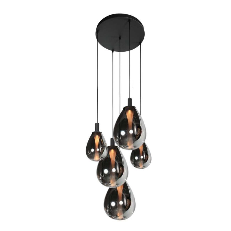 Hangl. 5-L. rond led glass smoke - Afbeelding 8