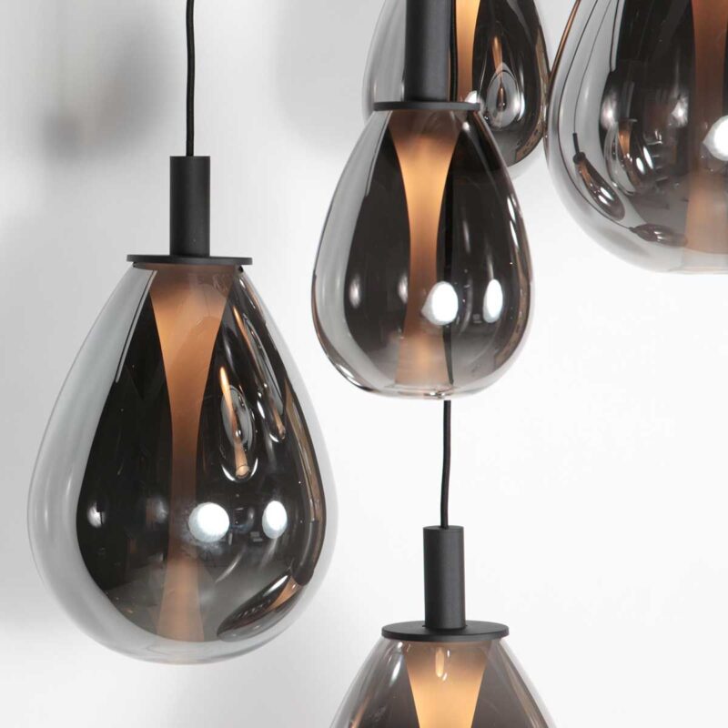 Hangl. 5-L. rond led glass smoke - Afbeelding 9