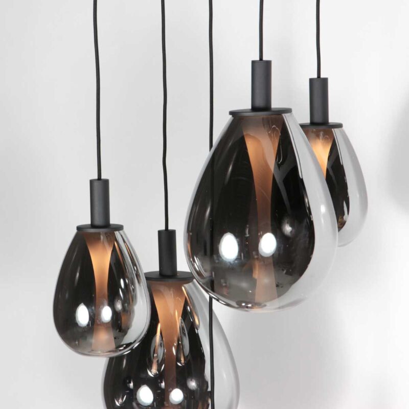 Hangl. 5-L. rond led glass smoke - Afbeelding 10